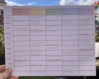 Nurse Brain Sheet: Hourly Patient Care Organizer (PDF)