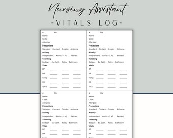 CNA Report Sheet: Vital Signs Log (PDF)