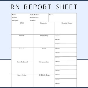 Nurse Report Sheet | Nurse Brain | SBAR Sheet | Nursing Handoff | Med Surg Report Sheet | ICU Report Sheet | Nursing Notes | New Grad Nurse
