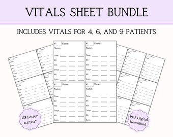 Vital Sign Log: CNA Report Sheet and Patient Care Organizer (PDF Digital Download)
