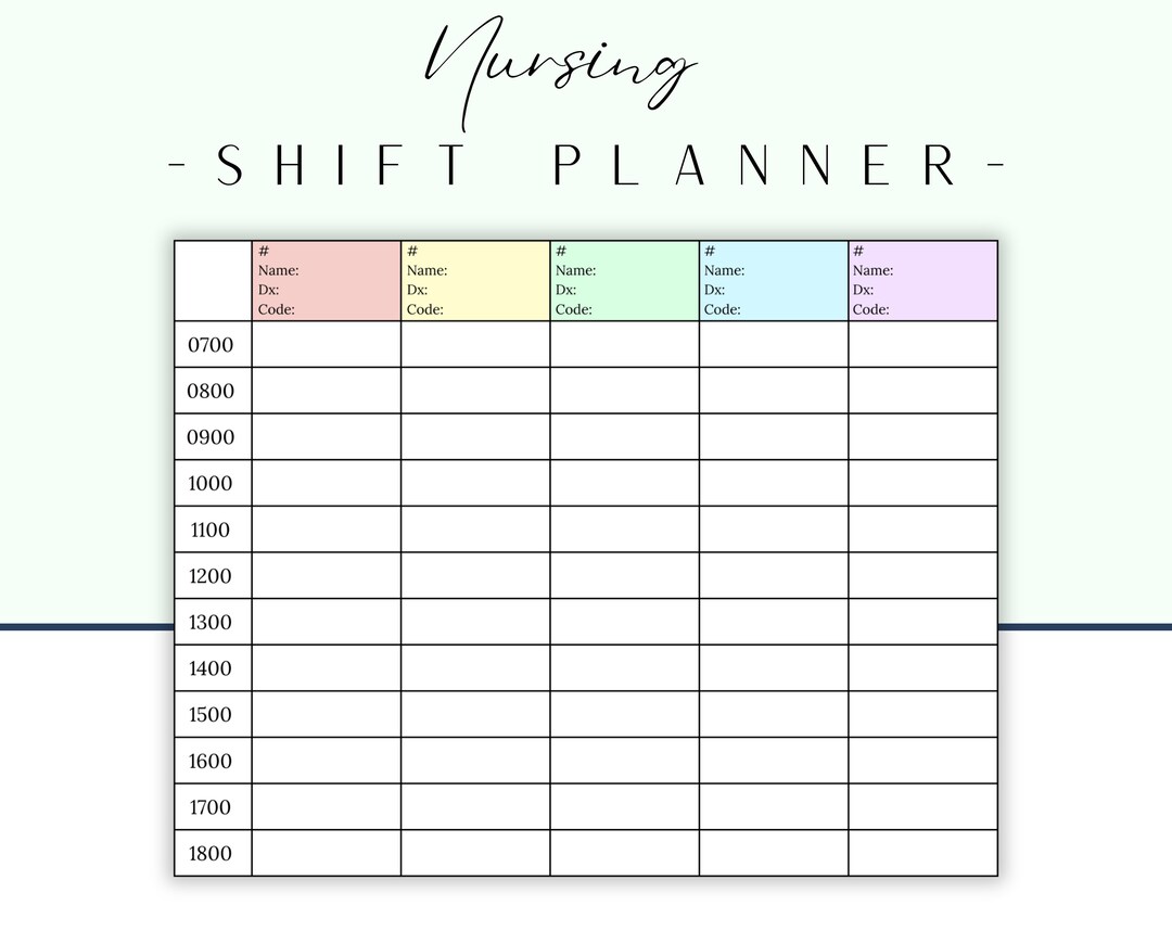 Nurse Shift Planner: Hourly Patient Care Organizer (PDF) - Etsy