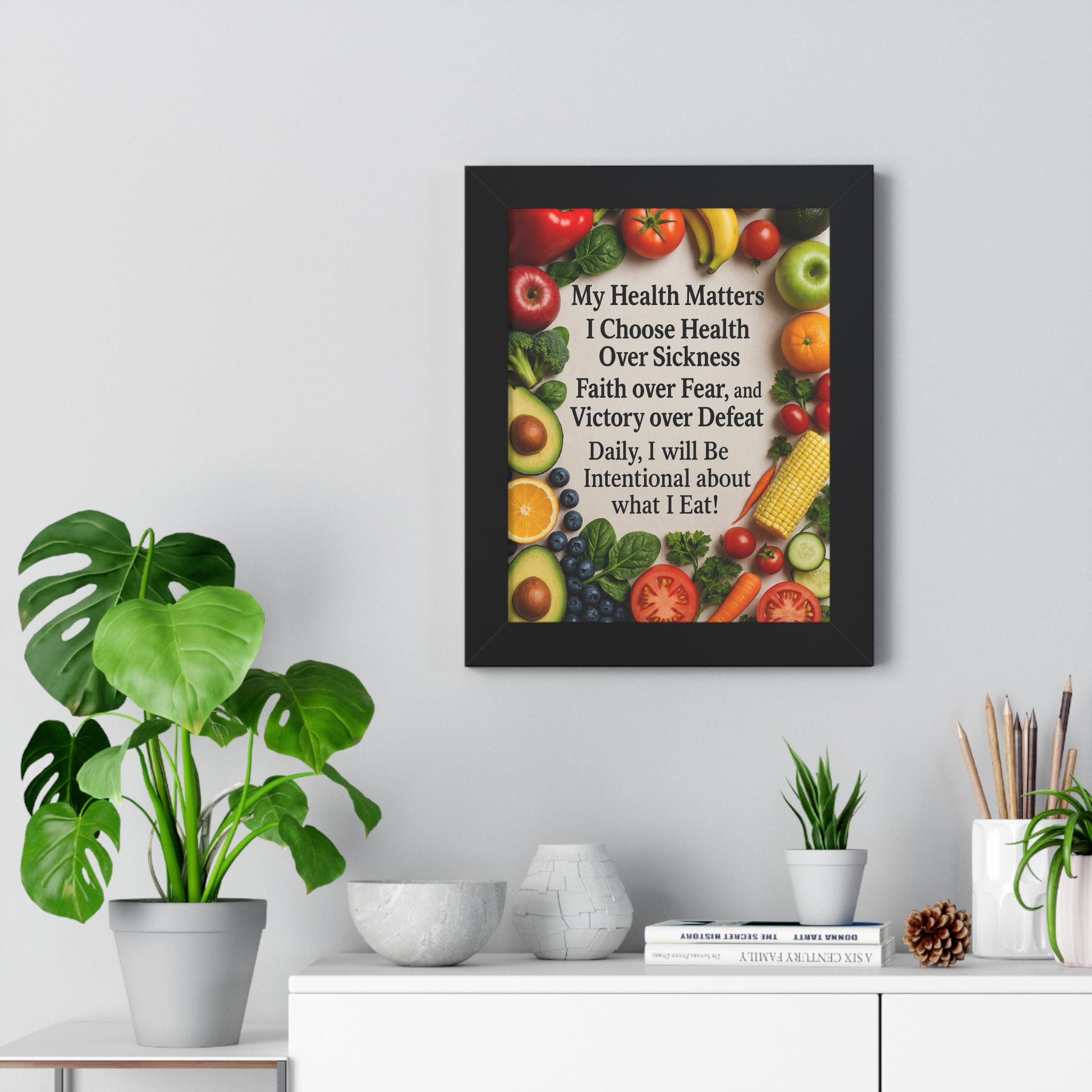 Health Motivational Wall Art, Inspirational Framed Vertical Poster for ...