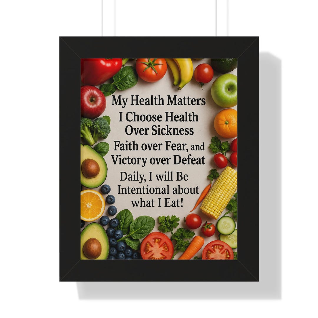 Health Motivational Wall Art, Inspirational Framed Vertical Poster for ...