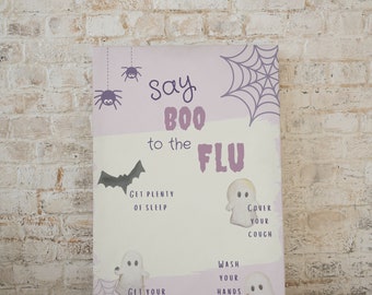 Cute Purple Halloween &quot;Say Boo to the Flu&quot; Poster; Printable; PNG