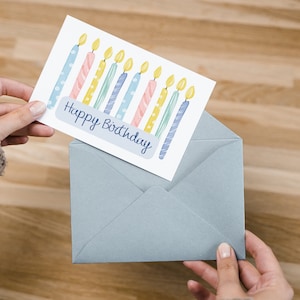Cartão de aniversário em aquarela para imprimir, PDF, PNG