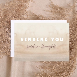 Beige Watercolor Thinking of You Card
