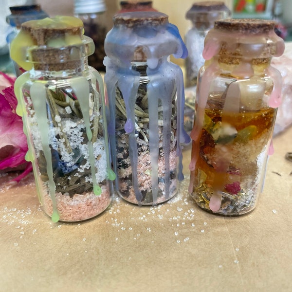 Choice of 3 handmade Spell Jars kit for relaxation happiness sleep healing self love peace luck