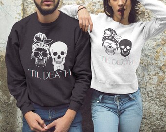 Til Death クルーネック スウェットシャツ | ウェディング スウェットシャツ | ユニセックス スウェットシャツ