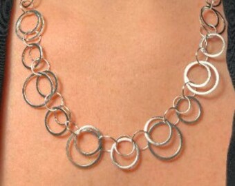Italian 925 Sterling Silver Circle Necklace, 22.5 inches