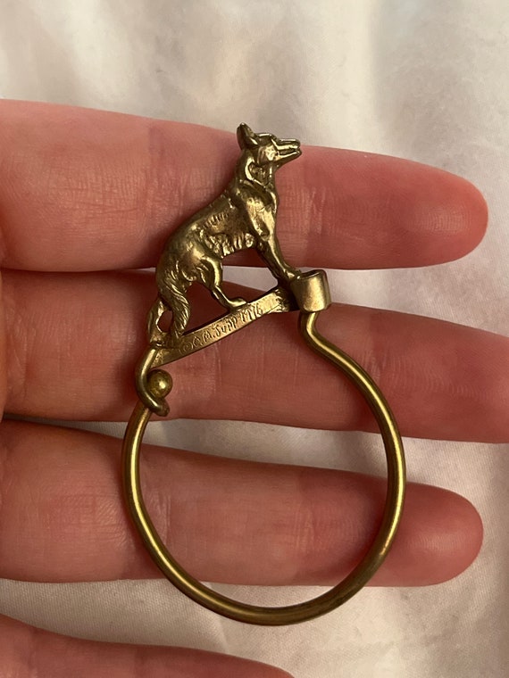 Christopher Jupp Handwrought Brass Dog Key Ring 1… - image 1