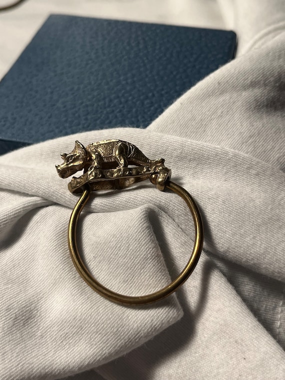 Christopher Jupp Handwrought Brass Rhino Key Ring… - image 1