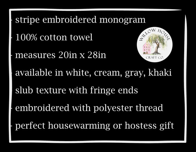 Monogram Embroidered Towel for Kitchen, Stripe Embroidery, Multiple Towel Colors, Personalized Kitchen Decor, Custom Tea Towel image 7