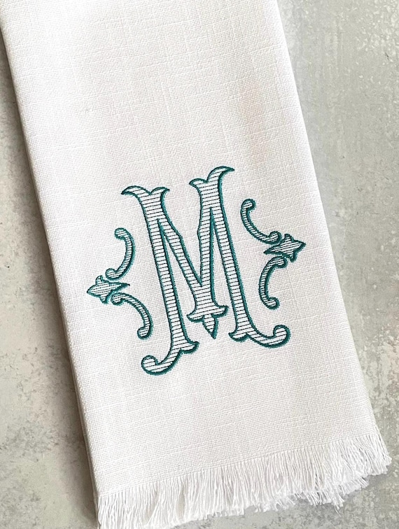 Monogram Embroidered Towel for Kitchen, Stripe Embroidery, Multiple Towel Colors, Personalized Kitchen Decor, Custom Tea Towel