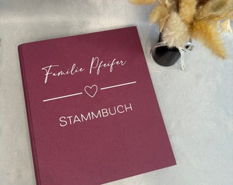 Stammbuch der Familie / Stammbuch Leinenordner / Hochzeit / Standesamt / Heiratsurkunde / Geburtsurkunde / personalisiert / A4 / Herz