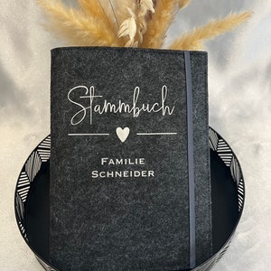 Stammbuch der Familie / Stammbuch Filz / Filzmappe / Heiratsurkunde / Geburtsurkunde / mit Folien / personalisiert / A5 / Sichtbuch Bild 1