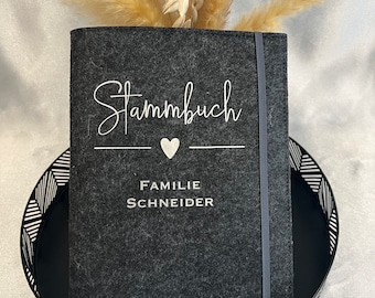 Stammbuch der Familie / Stammbuch Filz / Filzmappe / Heiratsurkunde / Geburtsurkunde / mit Folien / personalisiert / A5 / Sichtbuch