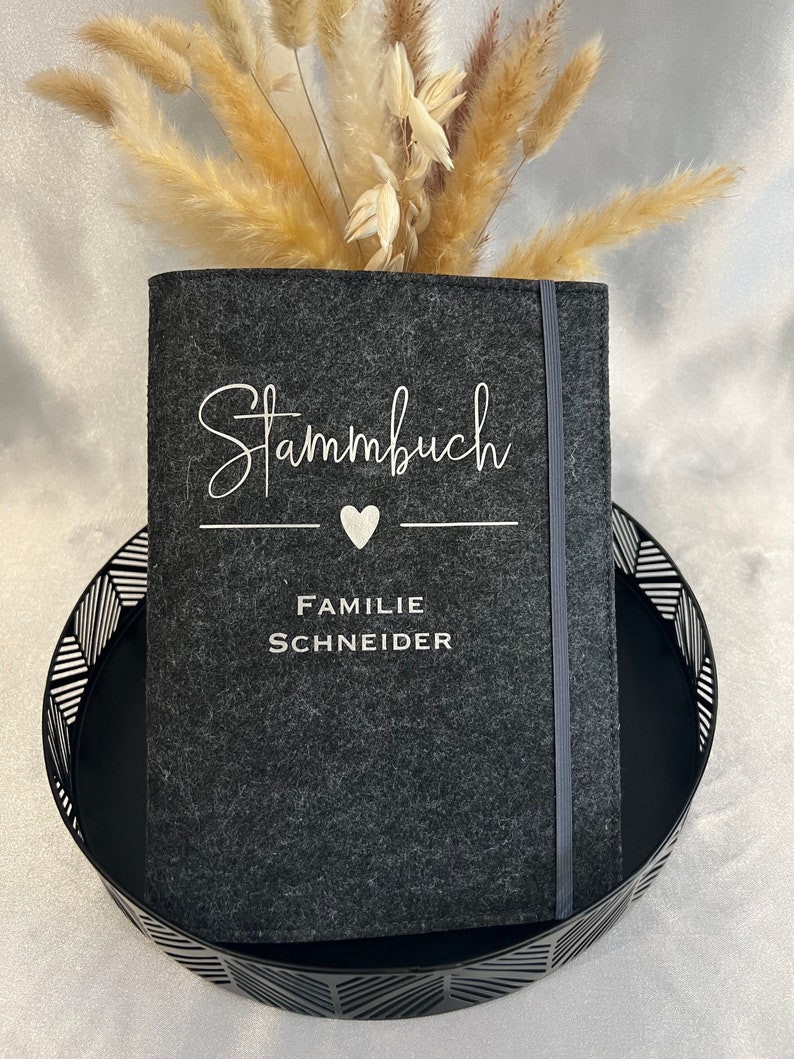 Stammbuch der Familie / Stammbuch Filz / Filzmappe / Heiratsurkunde / Geburtsurkunde / mit Folien / personalisiert / A5 / Sichtbuch Bild 1