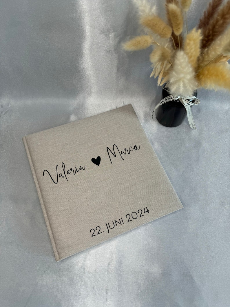 Fotoalbum Leinen personalisiert / Fotoalbum Namen / Geschenk zur Taufe / Hochzeitsalbum / Geburt / Jahrestag / Gästebuch / Babyalbum / JGA Bild 8