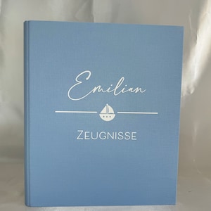 Zeugnismappe personalisiert / Leinenordner / Besonderes Geschenk zur Einschulung / DIN A4 / Zeugnisordner Schulkind / endlich Schulkind