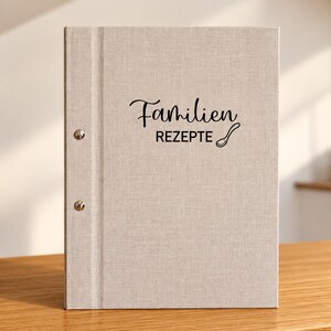 Personalisierter Rezeptordner DIN A4 Leinen | Familienrezepte | Rezeptbuch mit Hüllen | Kochbuch personalisiert | Geschenk Familie