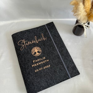 Stammbuch der Familie / Stammbuch Filz / Filzmappe / Baum des Lebens / Geburtsurkunde / mit Folien / personalisiert / A4 / Sichtbuch