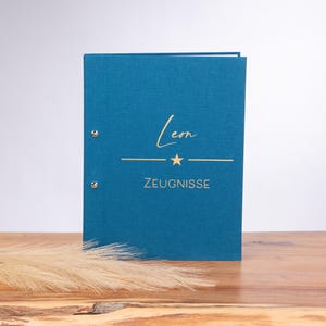 Zeugnismappe personalisiert Leineneinband / DIN A4 / Geschenk zur Einschulung / Zeugnismappe Schulkind mit Namen / Zeugnisordner mit Hüllen