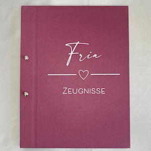 Zeugnismappe personalisiert Leineneinband / DIN A4 / Geschenk zur Einschulung / Zeugnismappe Schulkind mit Namen / Zeugnisordner mit Hüllen