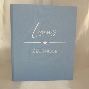 Zeugnismappe personalisiert / Leinenordner / Besonderes Geschenk zur Einschulung / DIN A4 / Zeugnisordner Schulkind / endlich Schulkind