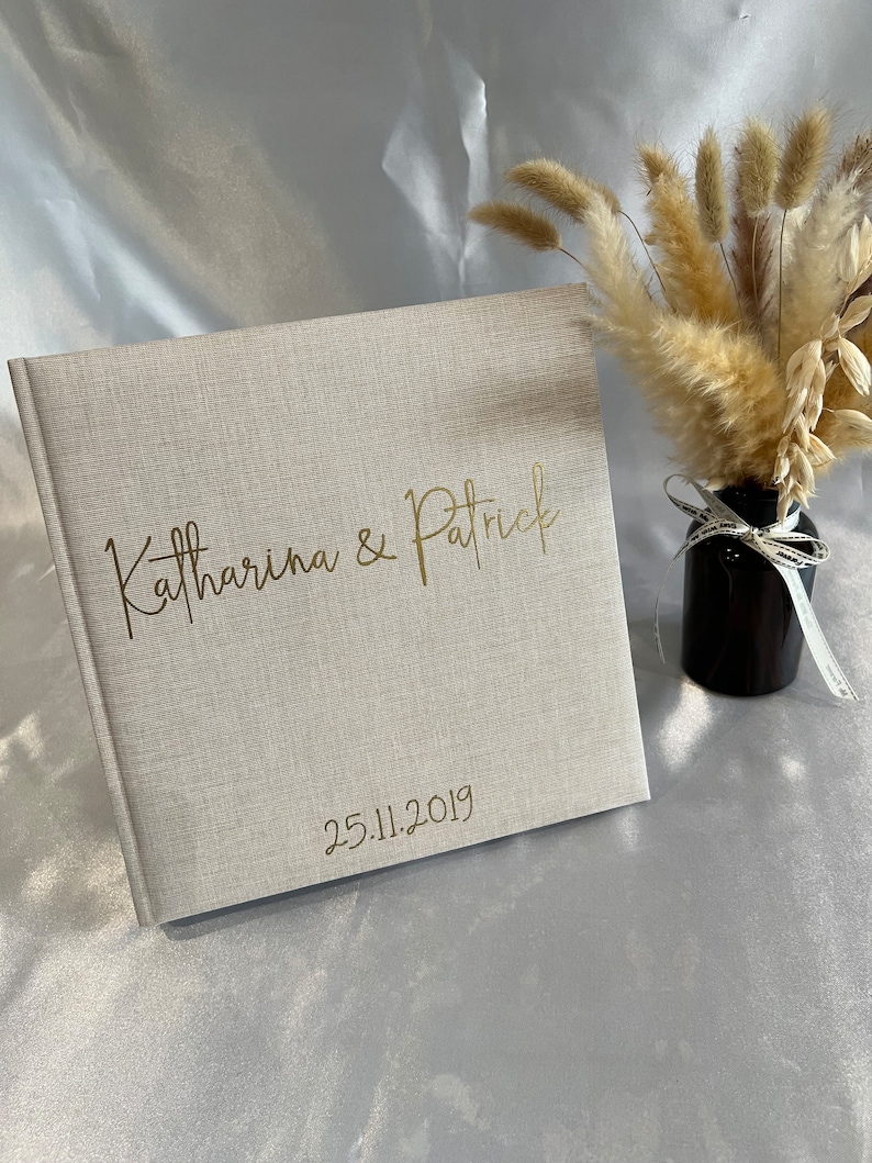 Fotoalbum Leinen personalisiert / Fotoalbum Namen / Geschenk zur Taufe / Hochzeitsalbum / Geburt / Jahrestag / Gästebuch / Babyalbum / JGA Bild 3