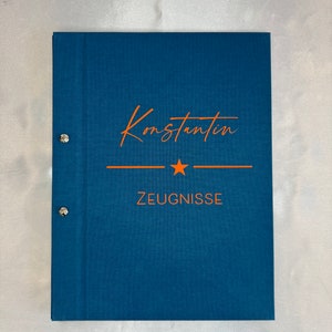 Personalized certificate folder linen cover / DIN A4 / gift for school enrollment / certificate folder school child with name / certificate folder with sleeves