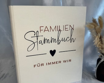 Stammbuch der Familie / Stammbuch Leinen / Ringbuch / Heiratsurkunde / Geburtsurkunde / personalisiert / A4 / Leineneinband / grau / beige