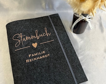 Stammbuch der Familie / Stammbuch Filz / Filzmappe / Heiratsurkunde / Geburtsurkunde / mit Folien / personalisiert / A4 / Sichtbuch