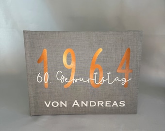 Fotoalbum Leinen personalisiert / Fotoalbum Jubiläum / Geschenk zum 60. Geburtstag  / Hochzeitsalbum / Jahrestag / Gästebuch / Babyalbum