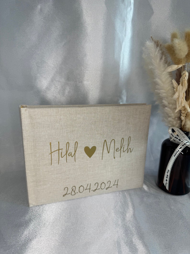 Fotoalbum Leinen personalisiert / Fotoalbum Namen / Geschenk zur Taufe / Hochzeitsalbum / Geburt / Jahrestag / Gästebuch / Babyalbum / JGA Bild 6