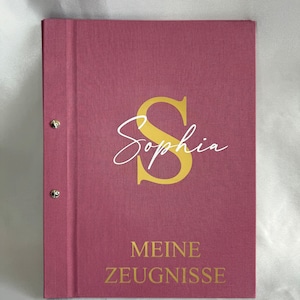 Zeugnismappe personalisiert Leineneinband / DIN A4 / Geschenk zur Einschulung / Zeugnismappe Schulkind mit Namen / Zeugnisordner mit Hüllen