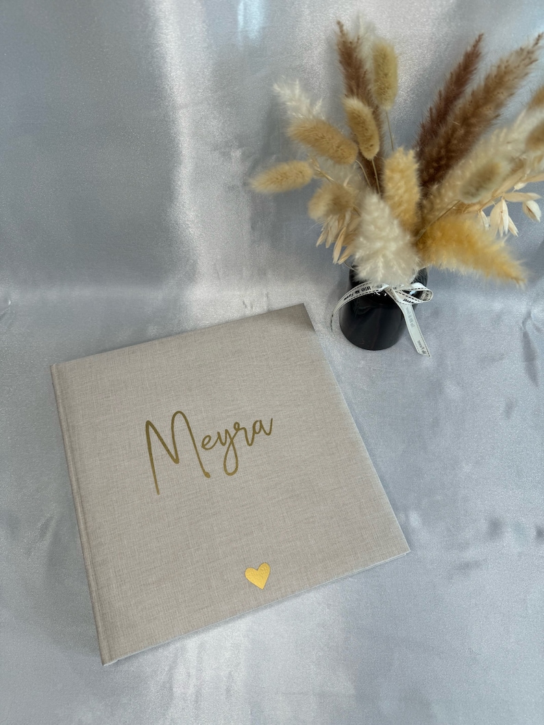 Fotoalbum Leinen personalisiert / Fotoalbum Namen / Geschenk zur Taufe / Hochzeitsalbum / Geburt / Jahrestag / Gästebuch / Babyalbum / JGA Bild 9