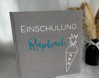 Fotoalbum Leinen personalisiert / Erinnerungsalbum / Geschenk zur Einschulung / endlich Schulkind / Geschenk zum Schulstart / Gästebuch