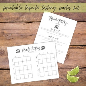 Tequila Tasting Party Kit. Instant download printable. Scorecard, place mat, labels, tags, sheet, flight bundle. Cinco de Mayo date night.