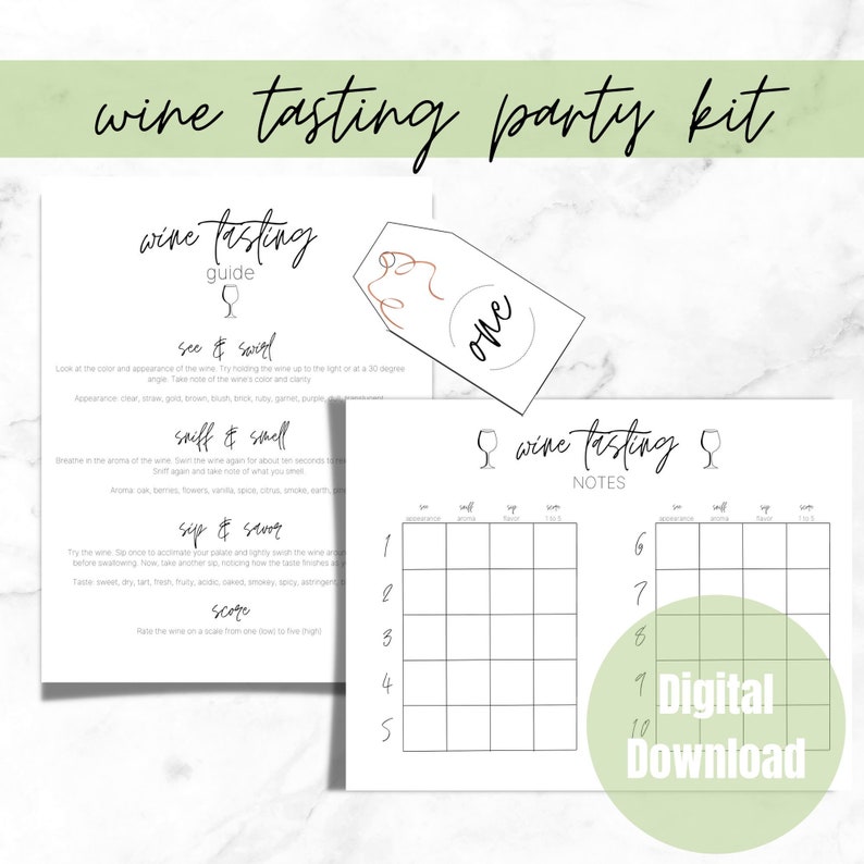 Wine Tasting Party Kit. Instant Download Printable. Score Etsy