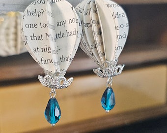 Balloon Book Page Earrings with Beads