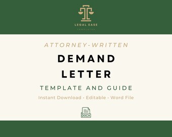 Demand Letter | Legal Template | Attorney-Written | Pro Se Form | Editable Word Download | Downloadable Legal Template | Business Template