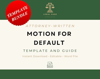 Motion For Default | Legal Template | Attorney-Written | Pro Se Form | Editable Word Download | Downloadable Legal Template