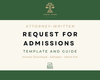 Request for Admissions | Discovery Legal Template | Attorney-Written | Pro Se Form | Editable Word Download | Downloadable Legal Template