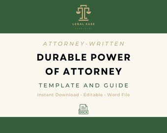Durable Power of Attorney| Legal Template | Attorney-Written | Pro Se Form | Editable Word Download | Downloadable Legal Template