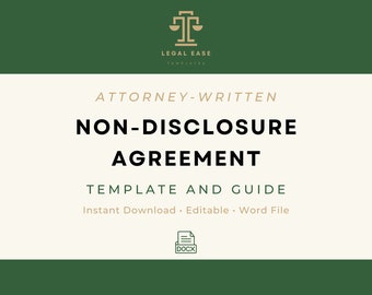 Non-Disclosure Agreement | Legal Template | Attorney-Written | Pro Se Form | Editable Word Download | Downloadable Legal Template