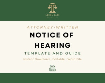 Notice of Hearing | Legal Template | Attorney-Written | Pro Se Form | Editable Word Download | Downloadable Legal Template | Free |