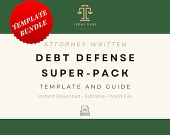 Debt Defense Bundle| Legal Template | Attorney-Written | Pro Se Form | Editable Word Download | Downloadable Legal Template