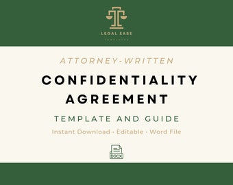 Confidentiality Agreement Template | Attorney-Written | Pro Se Form | Business Legal Form| Editable Word Download