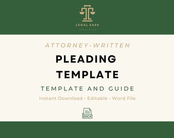 ALMOST FREE Pleading Template | Legal Template | Attorney-Written | Pro Se Form | Editable Word Download | Downloadable Legal Template