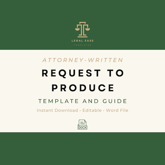 Request for Production | Discovery Legal Template | Attorney-Written | Pro Se Form | Editable Word Download | Downloadable Legal Template